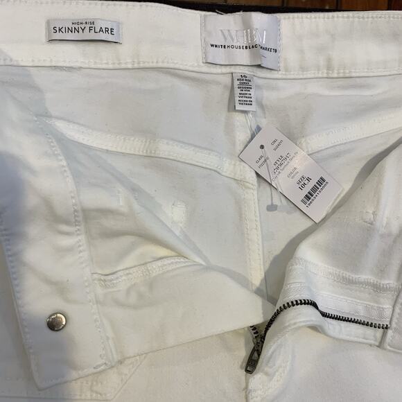 WHBM Jeans NWT Women's Size 10 Curvy White High-Rise Turnlock Skinny Flare - Picture 4 of 9